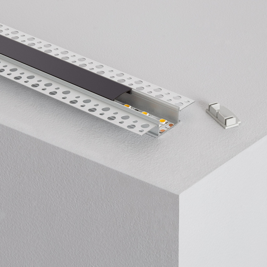 Perfil de Aluminio Integración en Escayola / Pladur para Doble Tira LED hasta 20 mm 