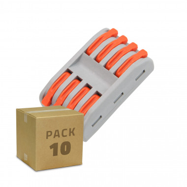 Pack 10 Conectores Rápidos 4 Entradas y 4 Salidas SPL-4 para empalme Cable Eléctrico de 0.08-4mm²