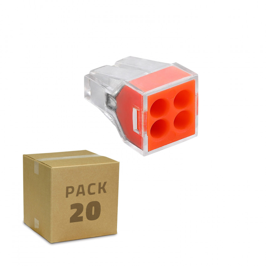 Pack 20 Conectores Rápidos 4 Entradas 0.75-2.5 mm²
