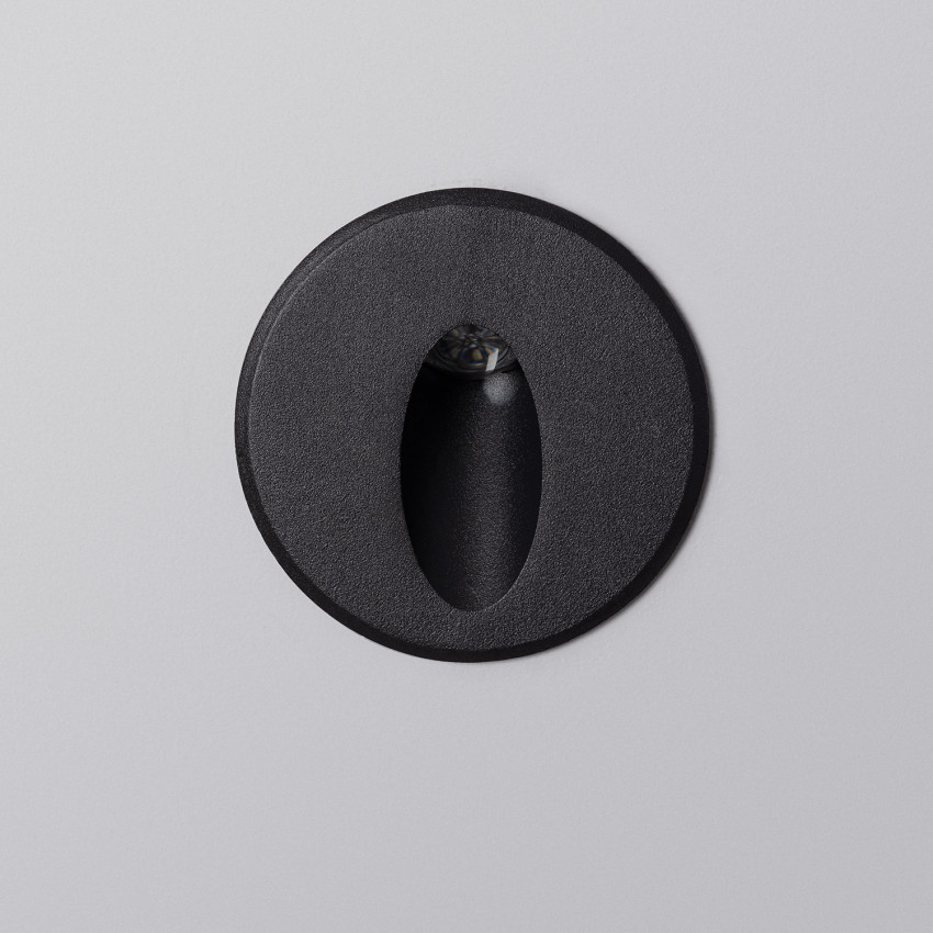Baliza Exterior LED 3W Empotrable Pared Circular Negro Oval Wabi