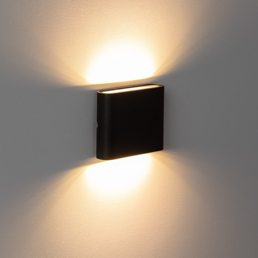 Produto de Aplique de Parede Exterior LED 6W Alumínio Quadrado Iluminação Dupla Luming Preto