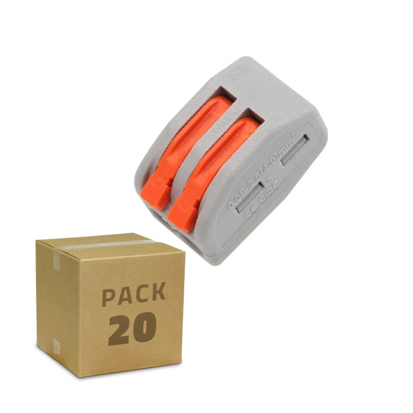 Pack 20 Conectores Rápidos 2 Entradas PCT-212 para Cable Eléctrico de 0.08-4mm²