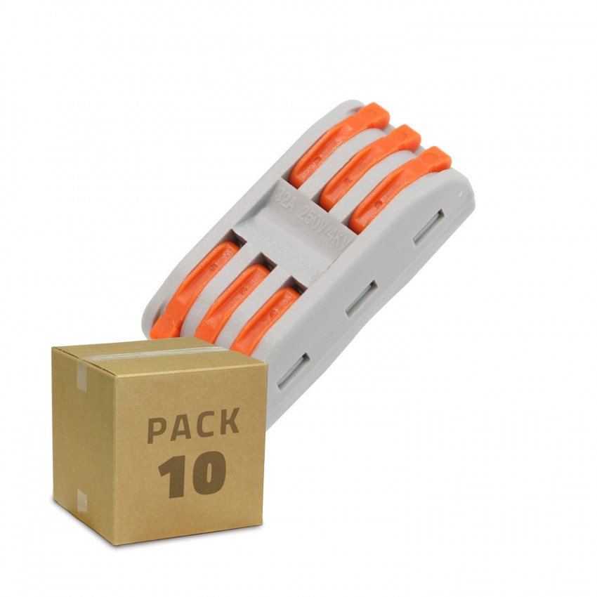 Pack 10 Conectores Rápidos 3 Entradas y 3 Salidas SPL-3 para Cable Eléctrico de 0.08-4mm²