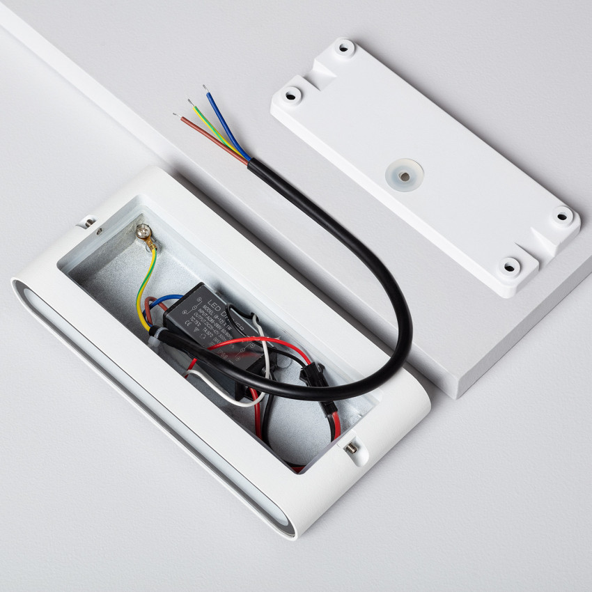 Produto de Aplique de Parede Exterior LED 12W Alumínio Retangular Iluminação Dupla Luming Branco 