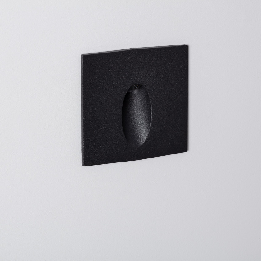 Producto de Baliza Exterior LED 3W Empotrable Pared Cuadrado Negro Oval Wabi