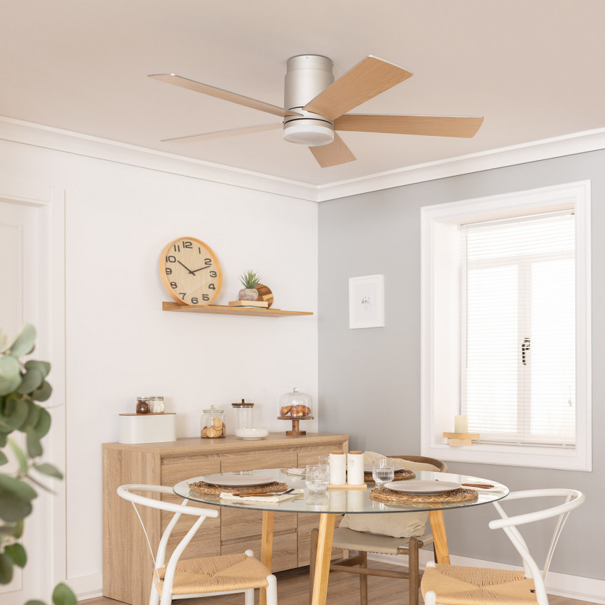 Producto de Ventilador de Techo Exterior LED Flatiron Madera 132cm Motor DC