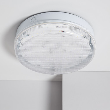 Plafón LED 24W Circular para Exterior Ø285 mm IP65 con Luz de Emergencia No Permanente Hublot Transparente