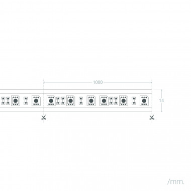 Producto de Tira LED 220V AC 60 LED/m Naranja IP65 a Medida Ancho 14mm Corte cada 100 cm