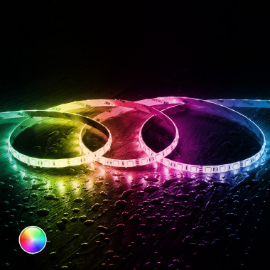 Conjunto de Tiras de LED RGB de colores de 300 Leds SMD 5 Metros 12V +  Controlador + Fuente de Alimentación