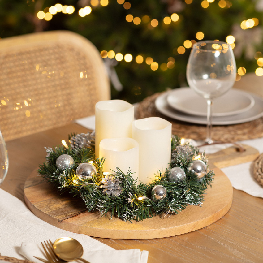 Produto de Guirlanda de Natal LED à Pilhas Enfeites Prata Karuna 