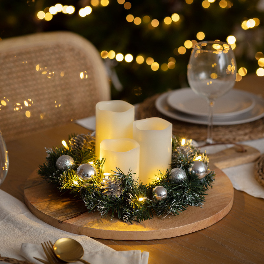 Produto de Guirlanda de Natal LED à Pilhas Enfeites Prata Karuna 