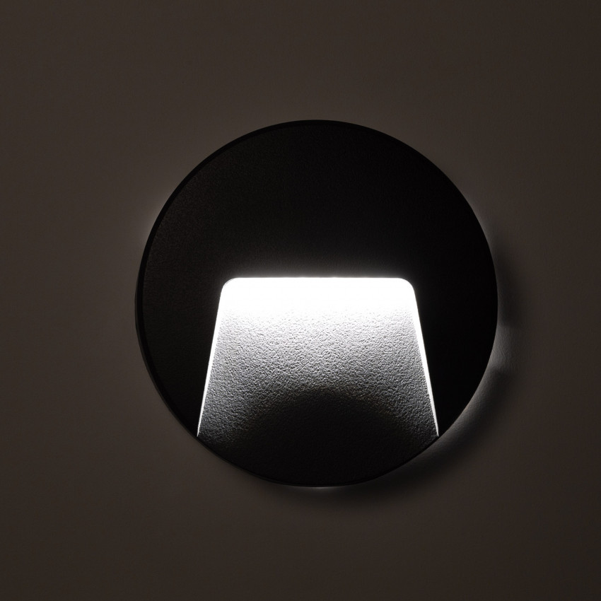 Produto de Baliza Exterior LED 3W Superfície de Parede Circular Preta Nilsa