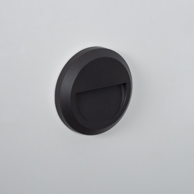 Baliza Exterior LED 1W Superficie Pared Circular Negro Edulis