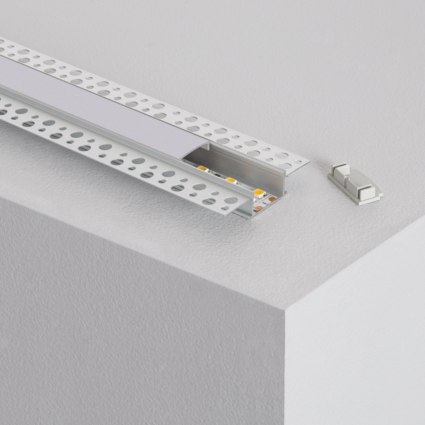 Perfil de Aluminio Integración en Escayola/Pladur para Doble Tira LED hasta 20 mm 