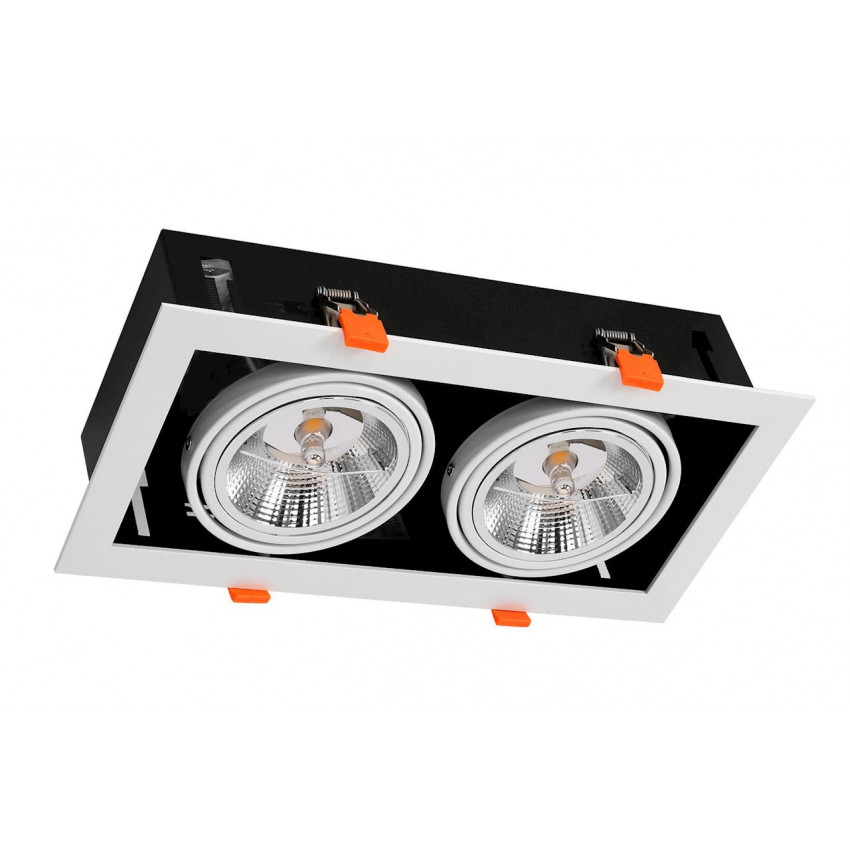 Foco Downlight LED 24W Direccionável Kardan Quadrado Duplo AR111 Corte 325x165 mm