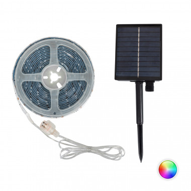 Producto de Tira LED Exterior Solar RGB 3V DC 30LED/m 5m IP65 Ancho 8mm Corte cada 3cm