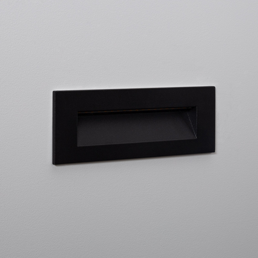 Baliza Exterior LED 6W Empotrable Pared Rectangular Negro Groult