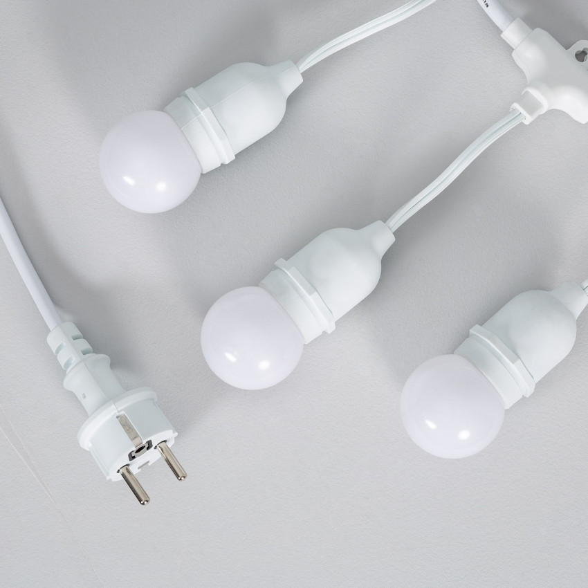 Produto de Kit Grinalda Waterproof 5,5m Branco + 8 lâmpadas LED E27 G45 3W Coloridas 