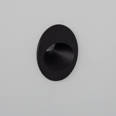 Baliza Exterior LED 2W Empotrable Pared Circular Negro Coney