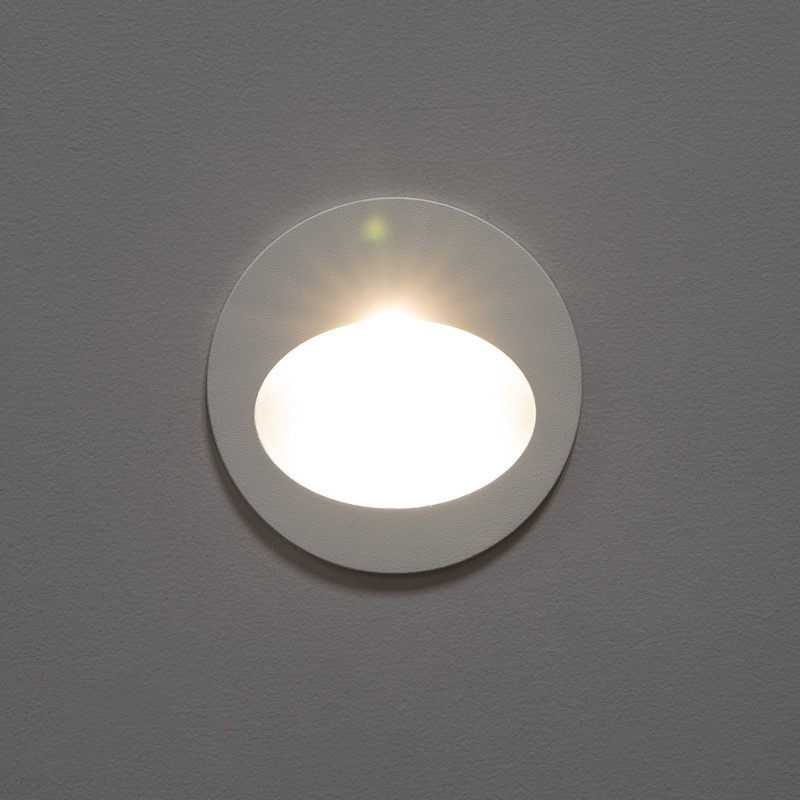 Produto de Baliza Exterior LED 3W Encastrável de Parede Circular Branca Coney