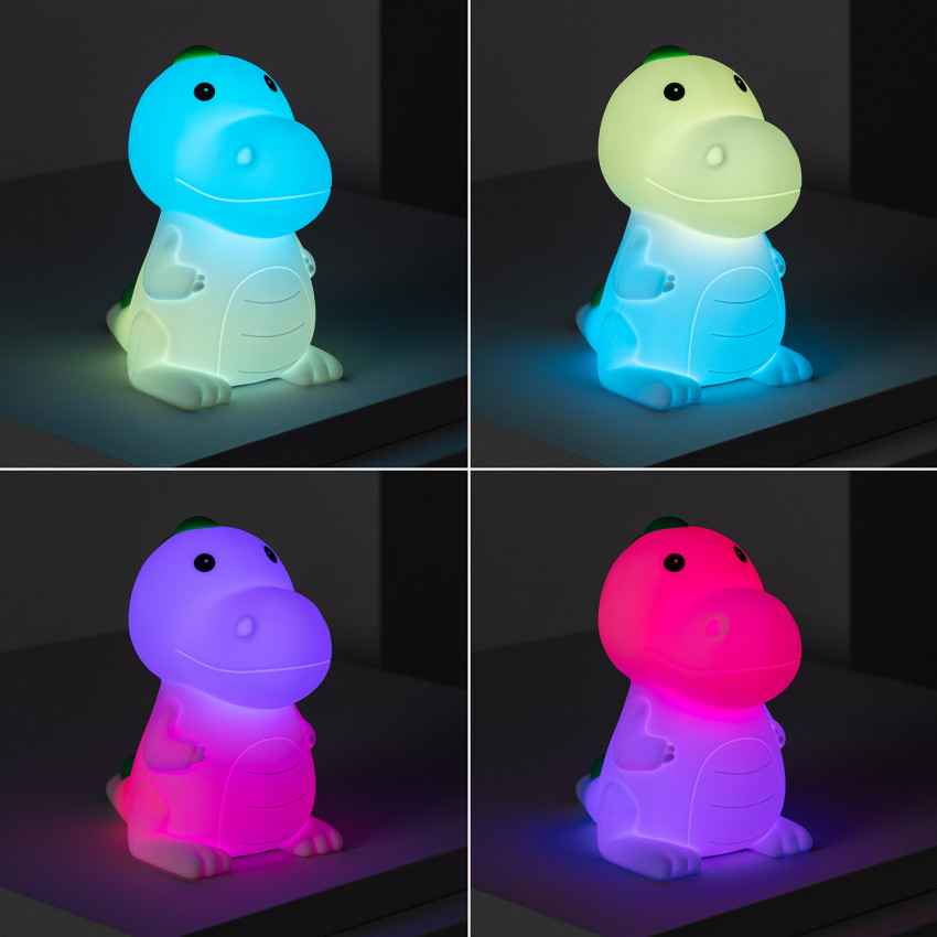 Produto de Luz Tiramedos LED Infantil  Dinossauro RGB Silicone com Bateria
