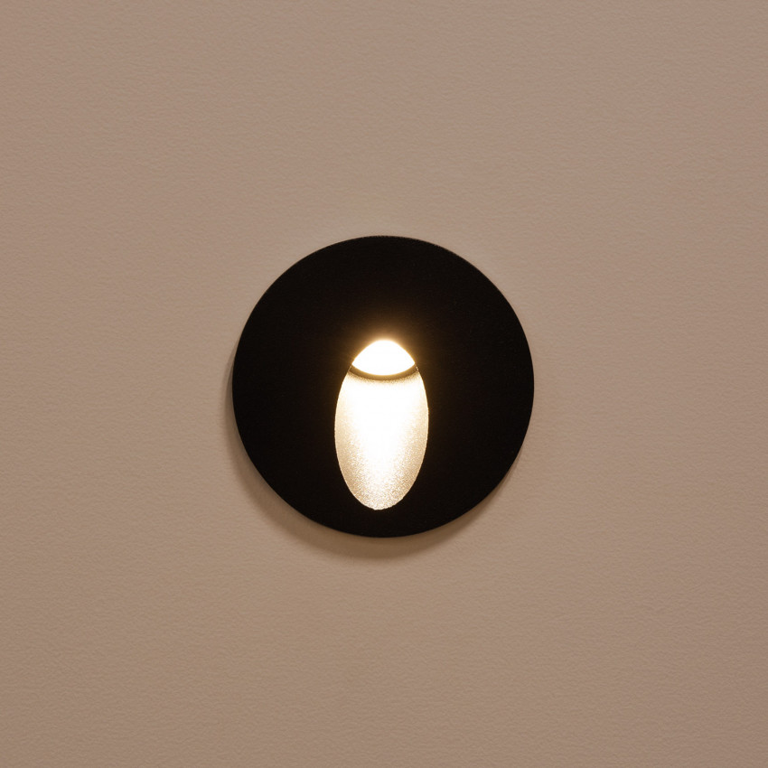 Producto de Baliza Exterior LED 3W Empotrable Pared Circular Negro Boiler