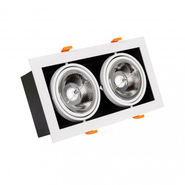 Foco Downlight LED 30 W Direccionável Kardan Quadrado Duplo AR111 Corte 325x165 mm