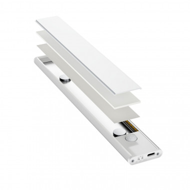 Producto de Barra LED Para Armario Bajo Mueble 40cm con Sensor de Movimiento y Bateria Recargable USB C