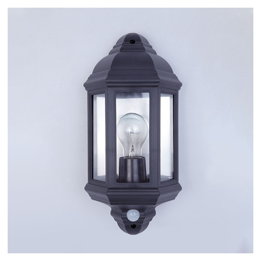 Produto de Edit Coastal Newquay Half Lantern Outdoor Wall Light with PIR Sensor - Black
