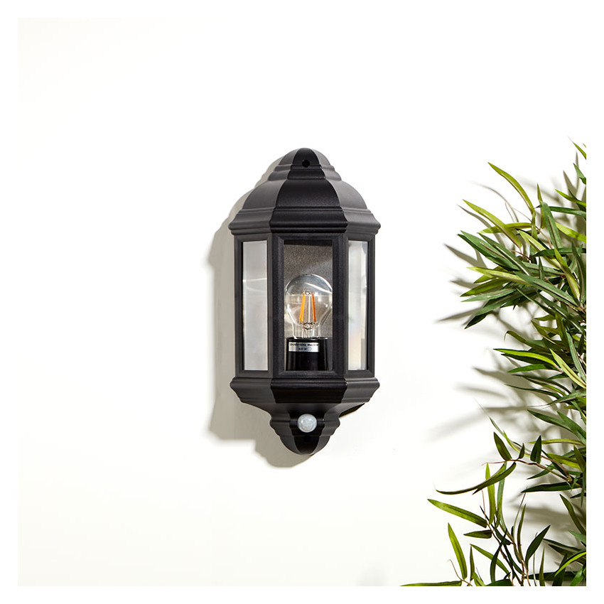Produto de Edit Coastal Newquay Half Lantern Outdoor Wall Light with PIR Sensor - Black