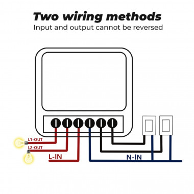 Produto de Mini Interruptor WiFi Compatível com  Interruptor Convencional 2 Canais