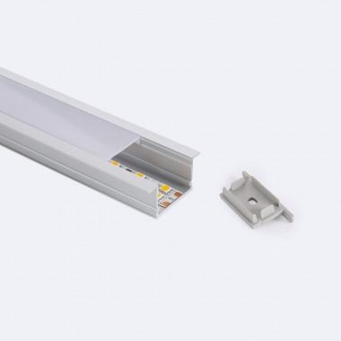 Perfil Aluminio Empotrable Perfil Bajo 2m para Tiras LED hasta 25 mm