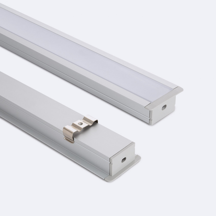 Producto de Perfil Aluminio Empotrable Perfil Bajo 2m para Tiras LED hasta 25 mm