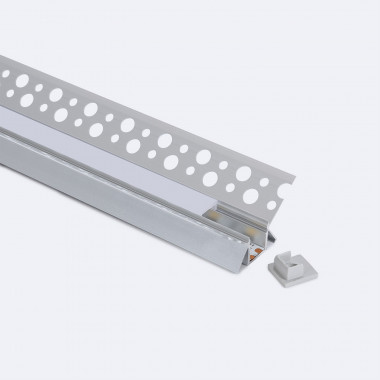 Perfil Aluminio Integración en Escayola/Pladur para Esquina Interior Tira LED hasta 9 mm