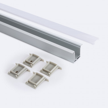 Producto de Perfil Aluminio Empotrable 2m con Tapa Continua para Tiras LED hasta 19 mm  