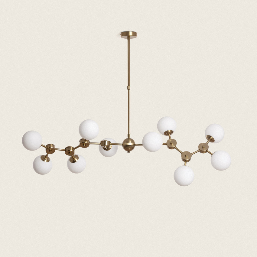 Candeeiro de Teto Metal e Vidro Moonlight Brass Large 10 Focos 