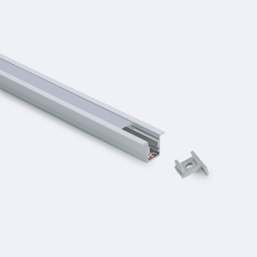 Perfil Aluminio Empotrable 2m con Tapa Continua para Tiras LED hasta 6 mm 