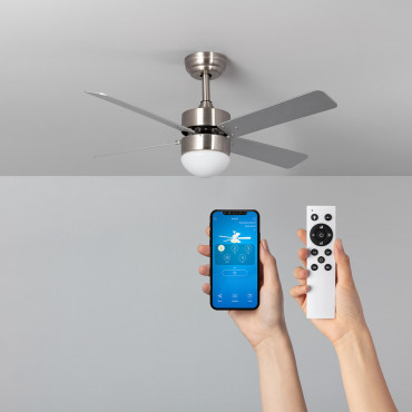 Ventoinha de Teto LED Cygnus Níquel 107cm Motor DC WiFi