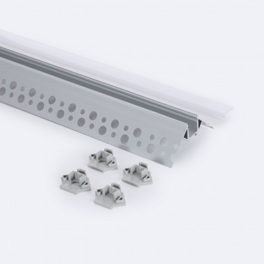 Perfil de Alumínio Integração em Gesso/Pladur para Fita LED de Canto Exterior até 9 mm