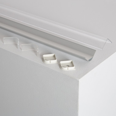 Producto de Perfil de Aluminio Esquina con Tapa Circular Continua para Tira LED hasta 20 mm