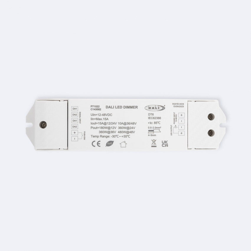 Producto de Driver Regulable DALI 1 Canal para Tira LED Monocolor 12-48V Compatible con Pulsador
