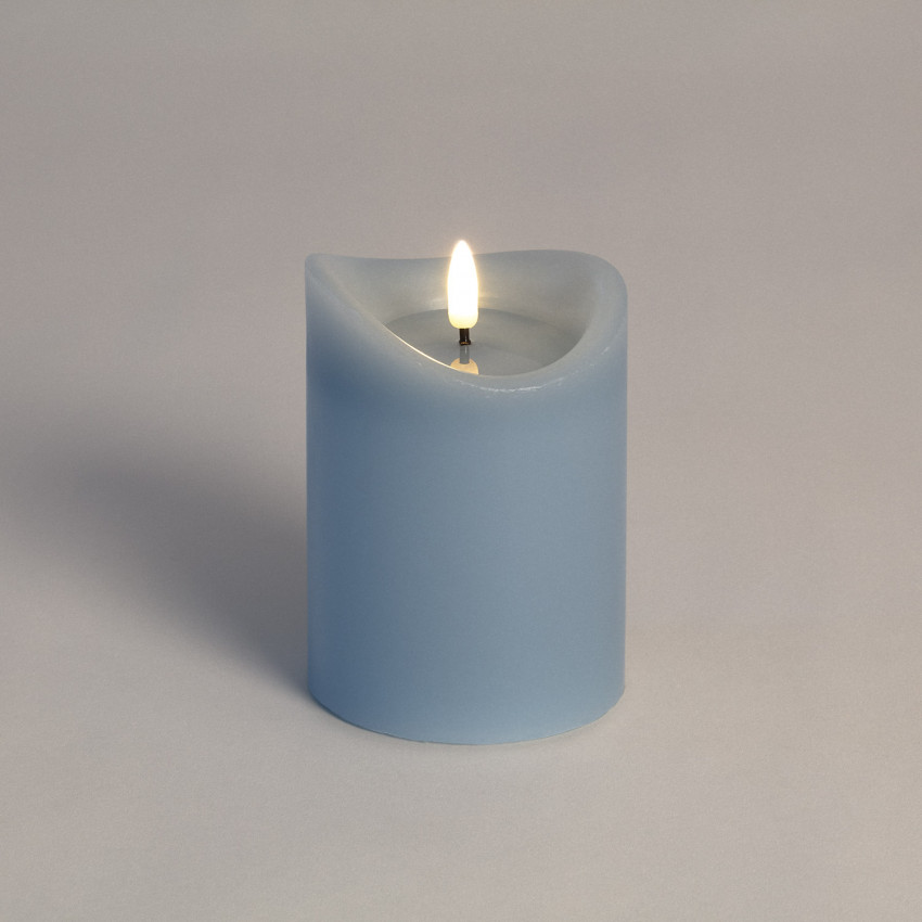 Produto de Vela LED de Cera Natural azul com pilha 12,5 cm