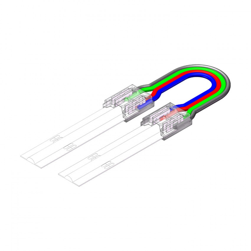 Produto de Conector Hipopótamo duplo com cabo para fita LED RGB/RGBIC COB 24V DC IP20 largura 10mm