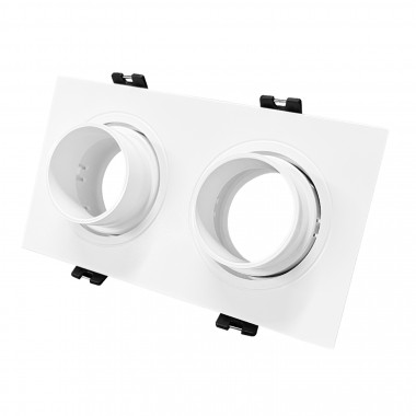 Aro Downlight Quadrado Inclinável Baixo UGR para duas Lâmpadas LED GU10 / GU5.3 Corte 75x150 mm Suefix