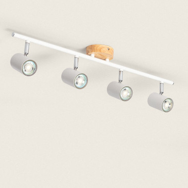 Lámpara de Techo Orientable Madera y Metal 4 Focos Albus
