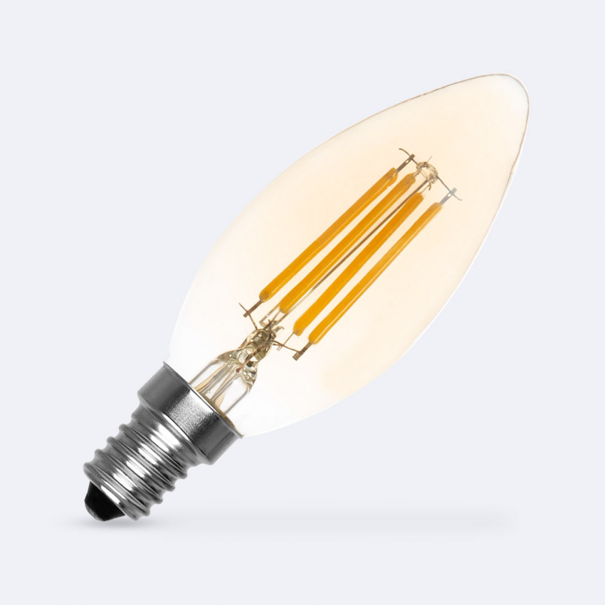 Produto de Lâmpada Filamento LED E14 4W 470 lm Regulável C35 Vela Gold