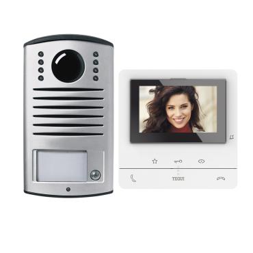 Kit Vídeo-Porteiro 1 Moradia 2 Fios com Placa LINEA 2000 e Ecrã Viva-voz CLASSE 100 Básico TEGUI 379011 Branco