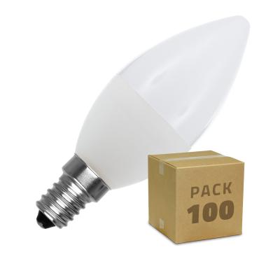Caixa de 100 lâmpadas LED E14 C37 5W Branco Quente
