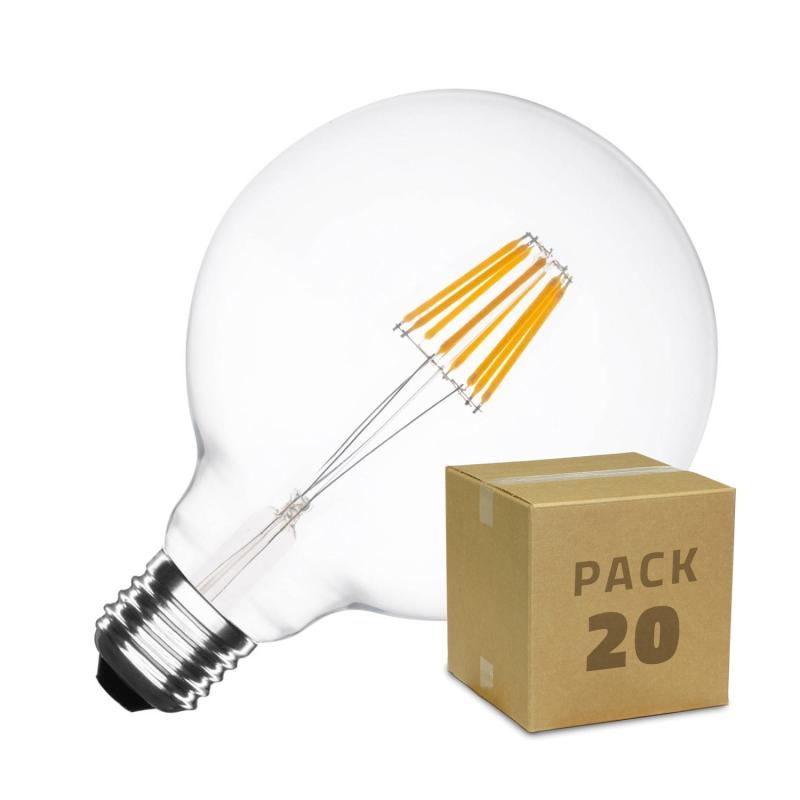 Produto de Caixa de 20 Lâmpadas LED E27 Regulável Filamento Supreme G125 5.5W Branco Quente 