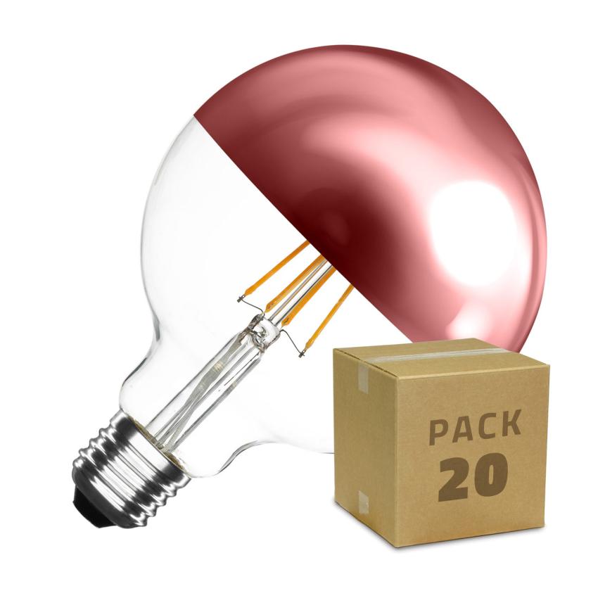 Producto de Caja de 20 Bombillas LED E27 Regulable Filamento Copper Reflect Supreme G125 6W Blanco Cálido